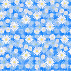 Vector seamless cute beautiful minimalist graphics daisy flower pattern.