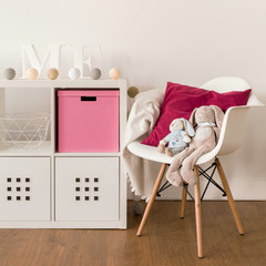 White cabinet and chair