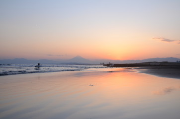 夕景　湘南の海辺