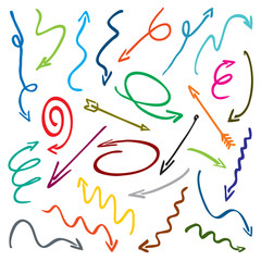 Color Drawn Arrows. Vector Illustration.