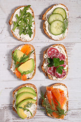 assorted healthy toast sandwich