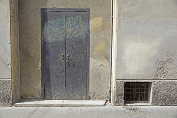 facade with old door abandoned