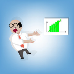 Businessman standing and presentation shown green graph (Illustr