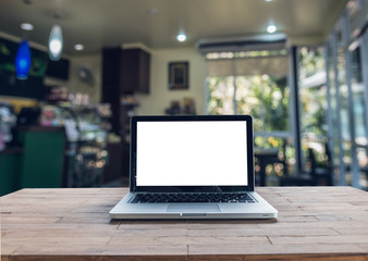 Laptop on wood table
