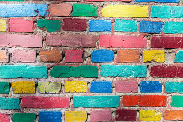 Grunge colorful brick wall texture