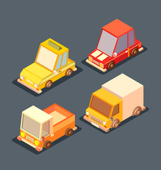 Isometric transport 3D low poly, Vector illustration