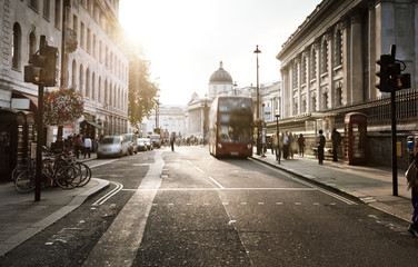 Coucher du soleil près de Trafalgar Square, Londres, Royaume-Uni