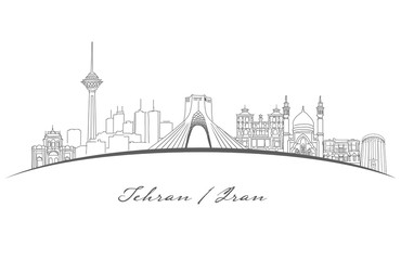 Tehran Famous Landmarks Panorama