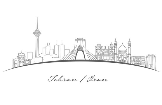 Tehran Famous Landmarks Panorama