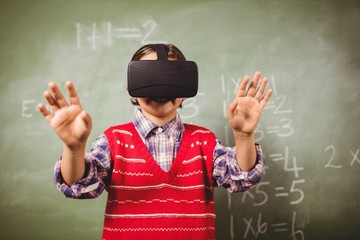 Boy using a virtual reality device