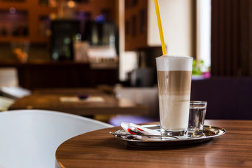 Coffee latte in a coffee shop