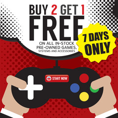 Buy 2 Get 1 Free Promotion Vector Illustration.