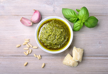 Genoese pesto and ingredients