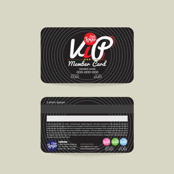 Front And Back VIP Member Card Template Vector Illustration.