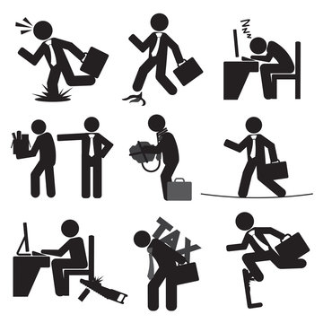 Business Man's Risk Icon Set Vector Illustration.