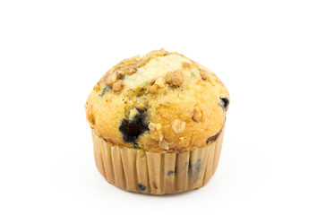 Blueberry muffin on white background 