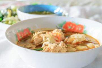 Spicy fish eggs soup