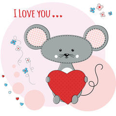 Cute mouse with heart