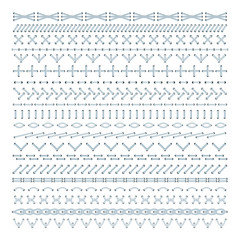 Set of vector embroidery stitch pattern brushes
