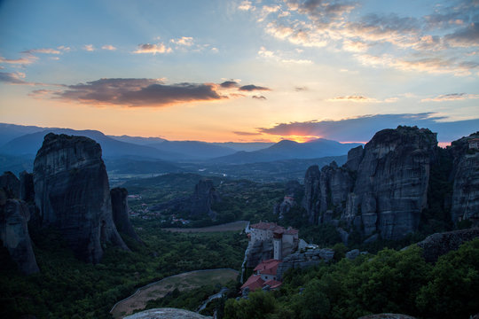 End of the day in Meteora, Central Greece, Europe