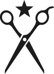 Hairdresser scissor with star