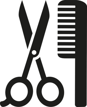Scissor and comb icon