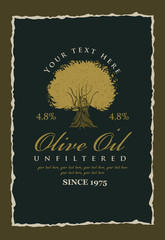 labels for olive oils with olive tree