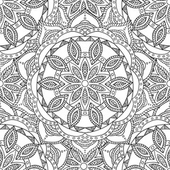 Coloring pages for adults.Decorative hand drawn doodle nature ornamental curl vector sketchy seamless pattern.