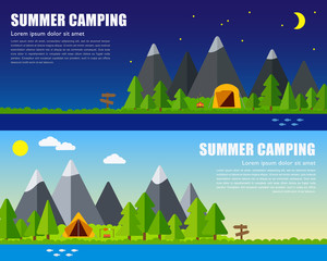 Vector summer camping concept