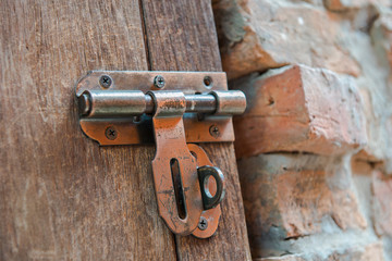 wooden door with lock