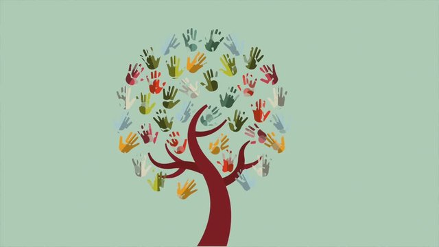 Tree with color hands, Video Animation