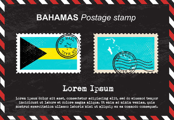 Bahamas postage stamp, postage stamp, vintage stamp, air mail envelope.