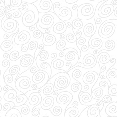 Abstract hand drawn floral curls seamless vector pattern