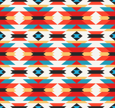 Traditional Mexican colorful fabric ornament - vector seamless p