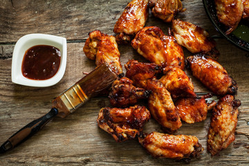 Chicken wings with bbq - obrazy, fototapety, plakaty