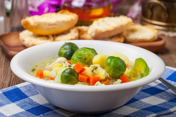 Bowl of minestrone soup.
