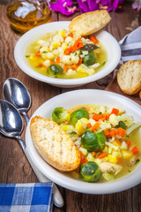 Bowl of minestrone soup.