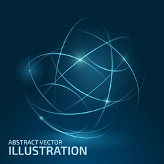 Digital blue lines. Color technology sphere illustration. Modern glowing shape design with glow point. 3d connection.