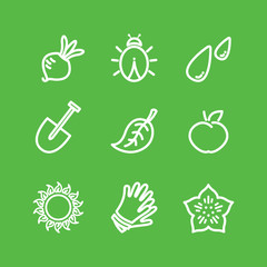 Vector gardening flat icons set