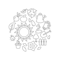 Round illustration gardening theme