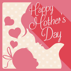 Gift Card with Mother's Day Scene Design, Vector Illustration