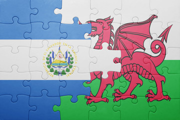 puzzle with the national flag of wales and  el salvador