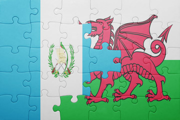 puzzle with the national flag of wales and guatemala