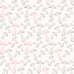 Seamless background with mushrooms. Vector