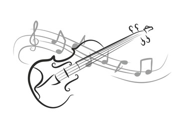 A violin sketch with notes.
