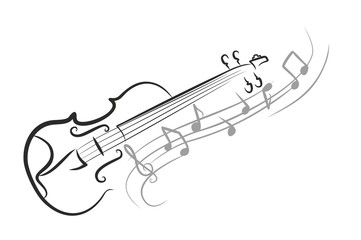 A violin sketch with notes.   © designer_an