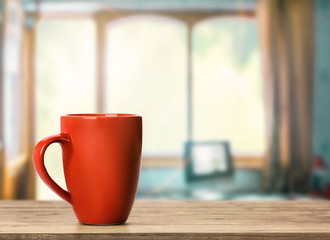 Red cup on the table