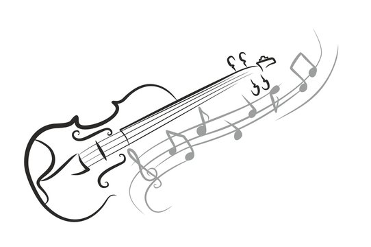 A violin sketch with notes.
