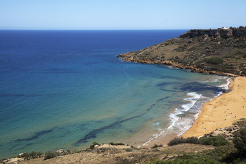 Fototapeta na wymiar Ramla Bay im Norden der Insel Gozo, Malta