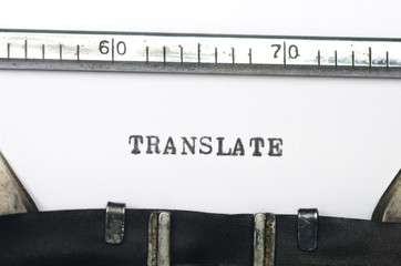 word translate  typed on old typewriter